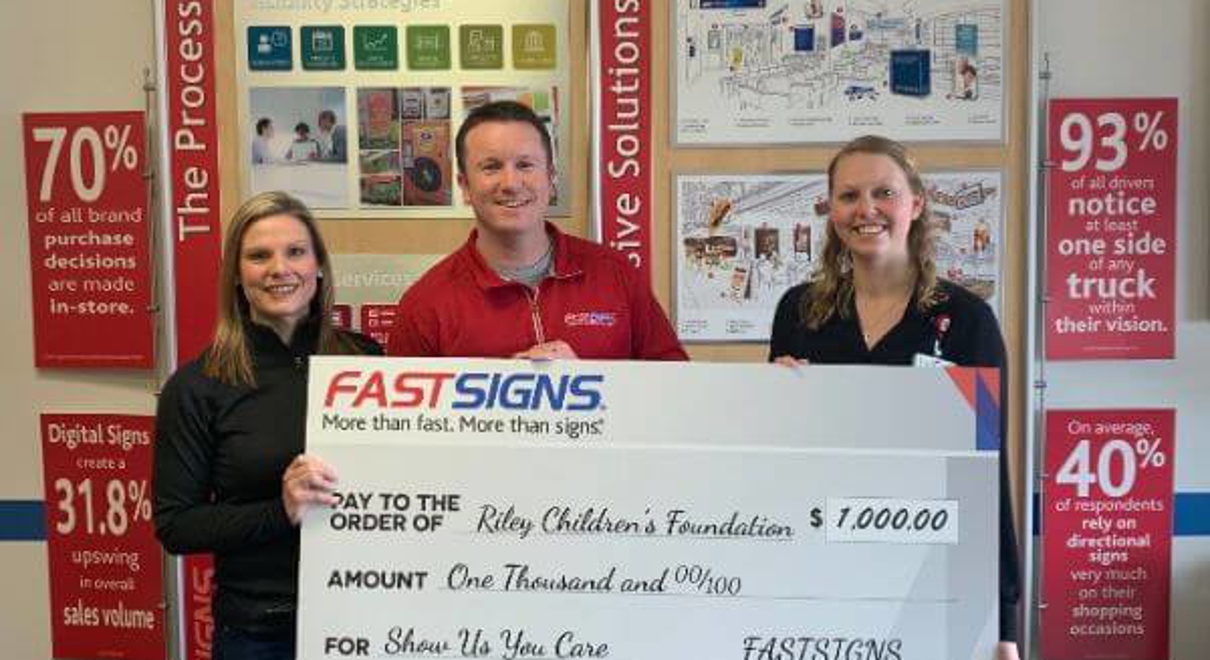 Riley Christian's Foundation donation check