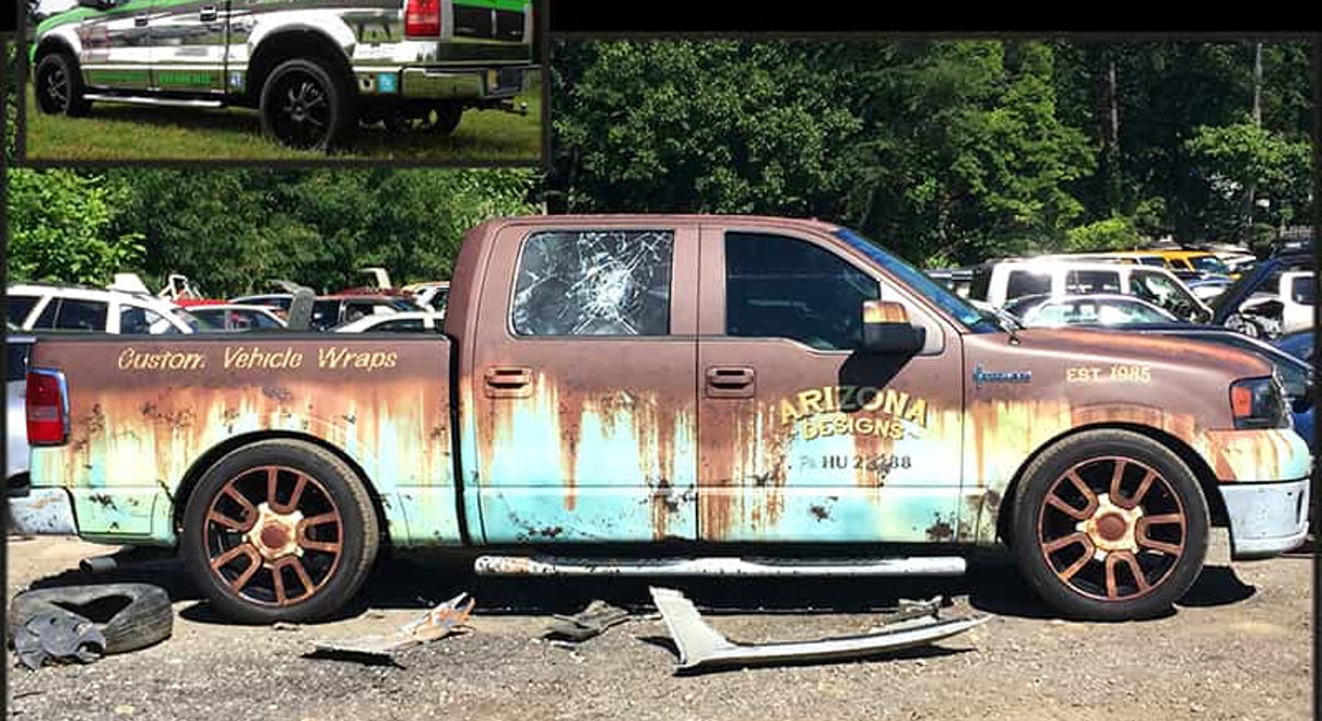 a truck with vehicle wrap for Arizona Designs