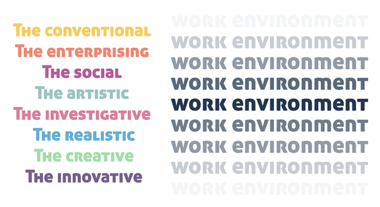 different font and color combinations indicate different styles