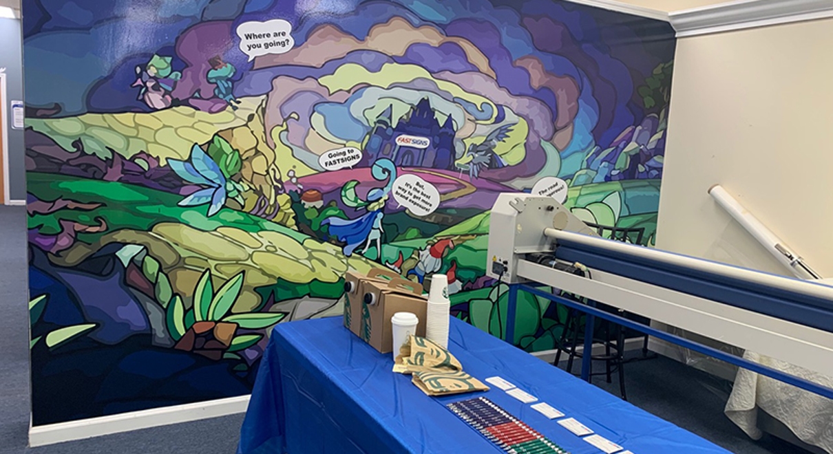 a wall mural at a fastsigns