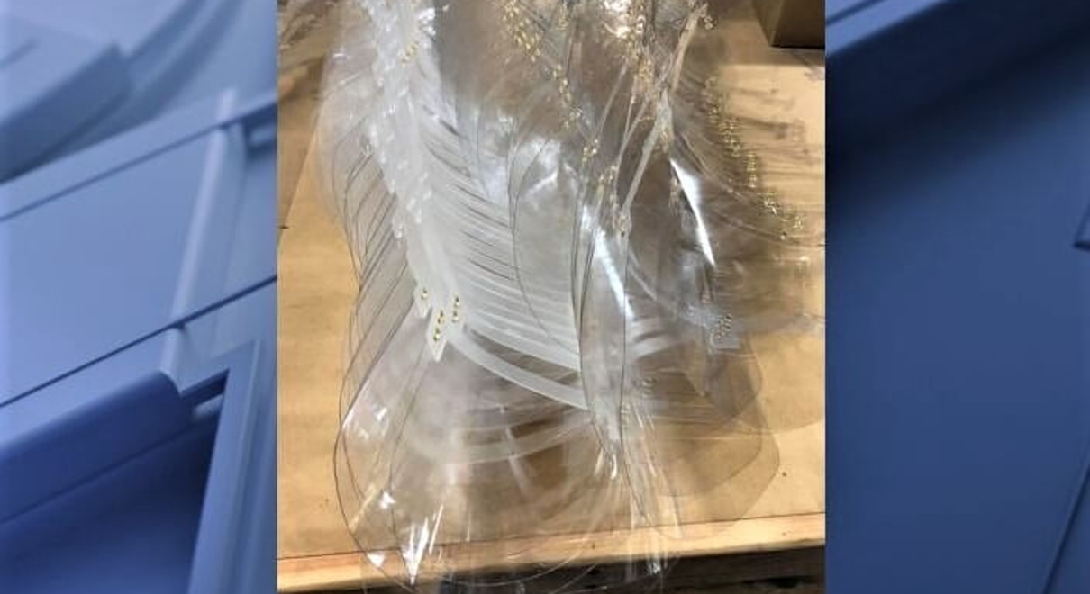 face shields donated by a local fastsigns owner