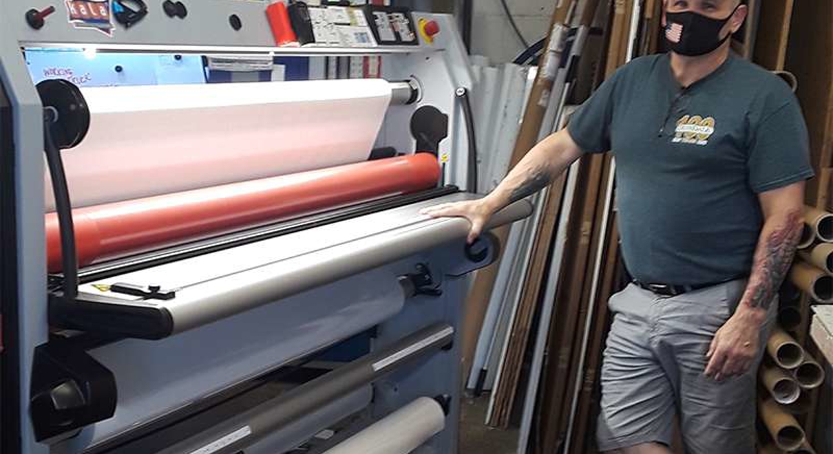 Staff with equipment