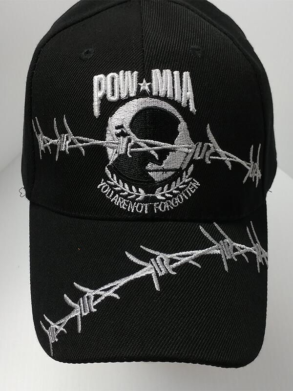 Custom embroidery on black hat