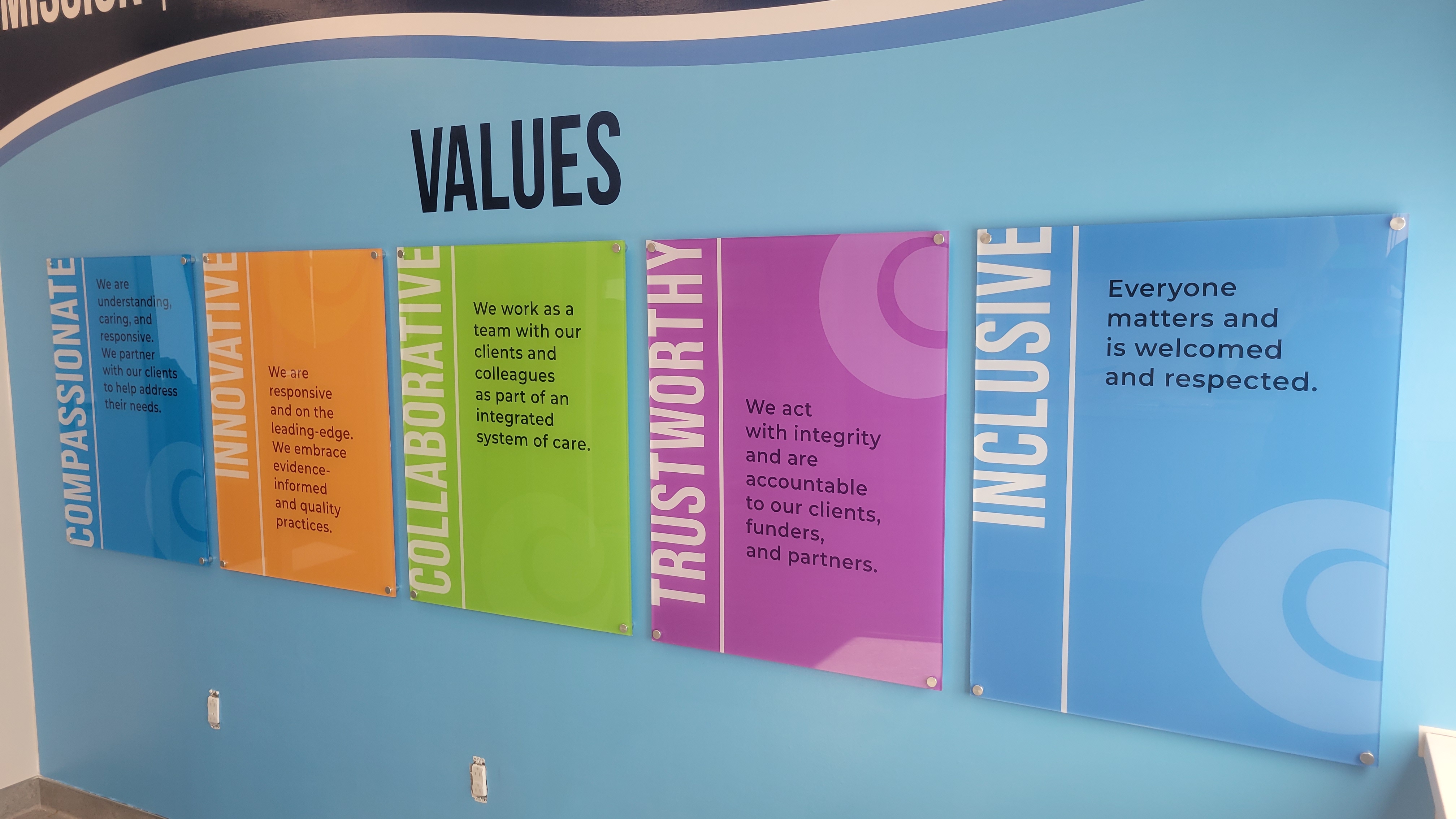 Company Values Acrylic Standoff Sign
