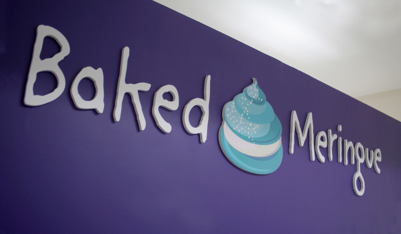 Baked Meringue Logo on Wall