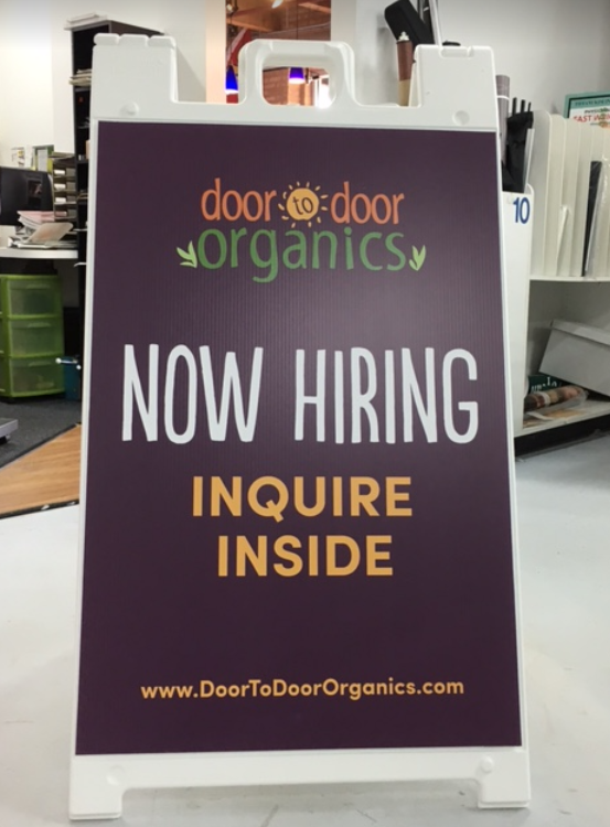 Door to Door Organics Hiring A-Frame