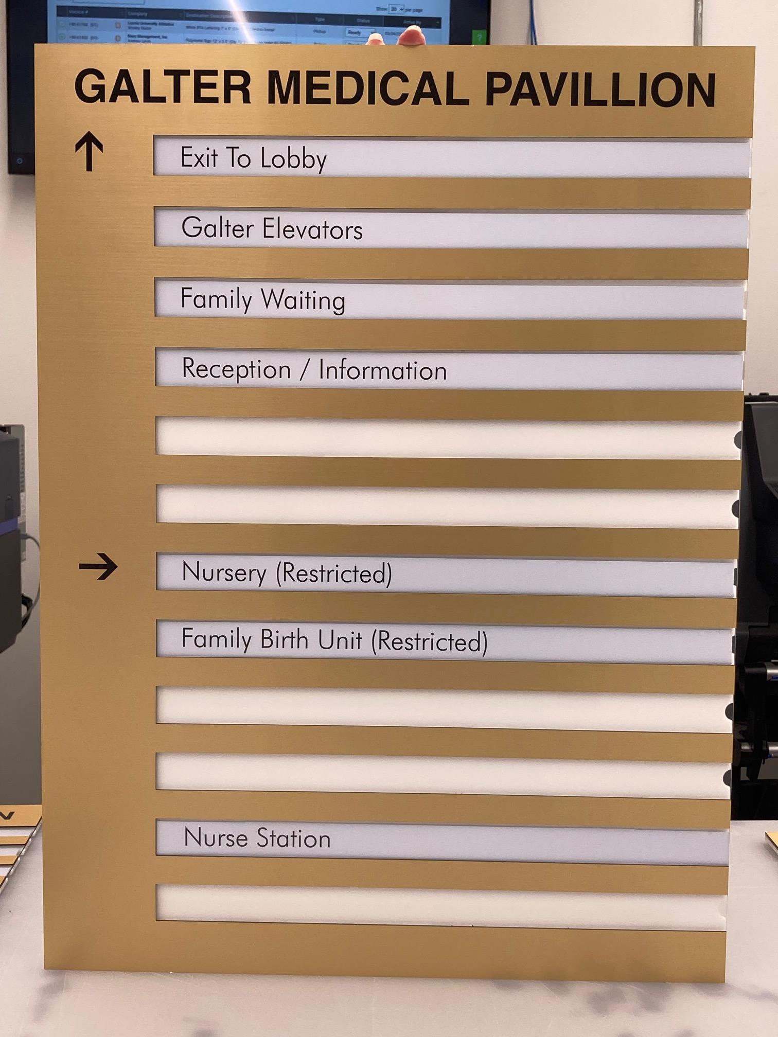 Galter Medical Pavillion Wayfinding Signage