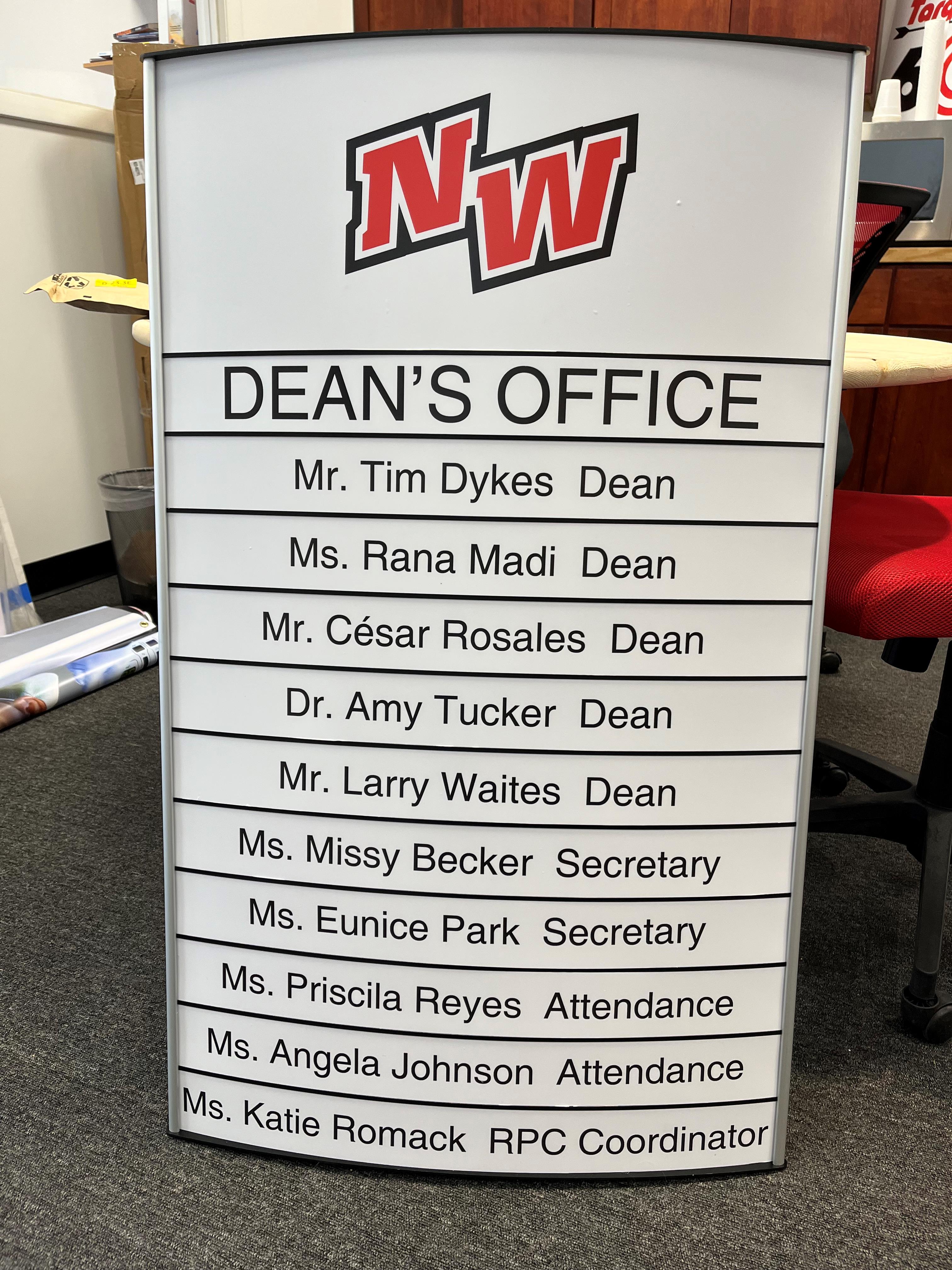 Dean's Office Wayfinding Signage