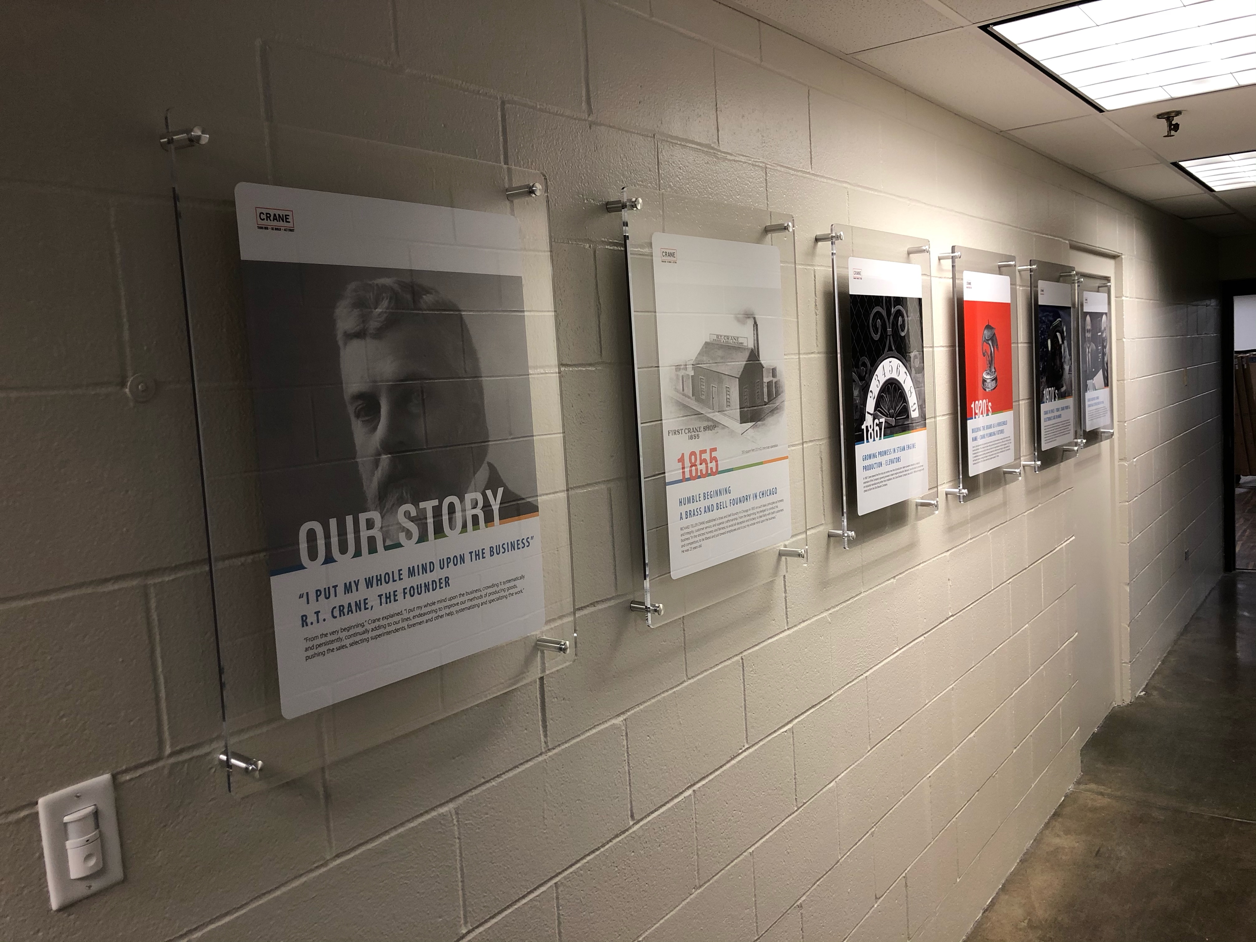 Custom decals display on the wall with light