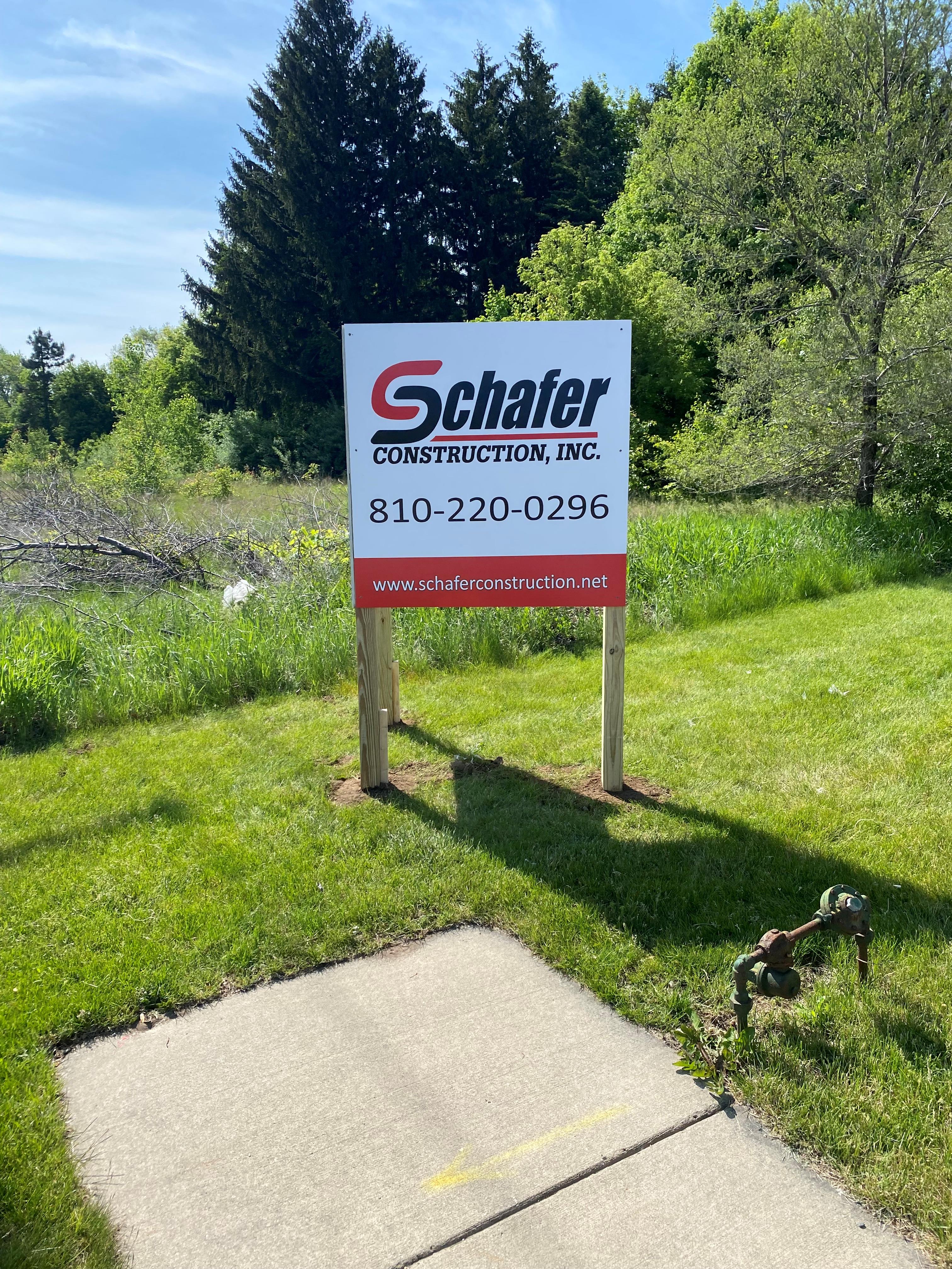 Schafer Construction Sign