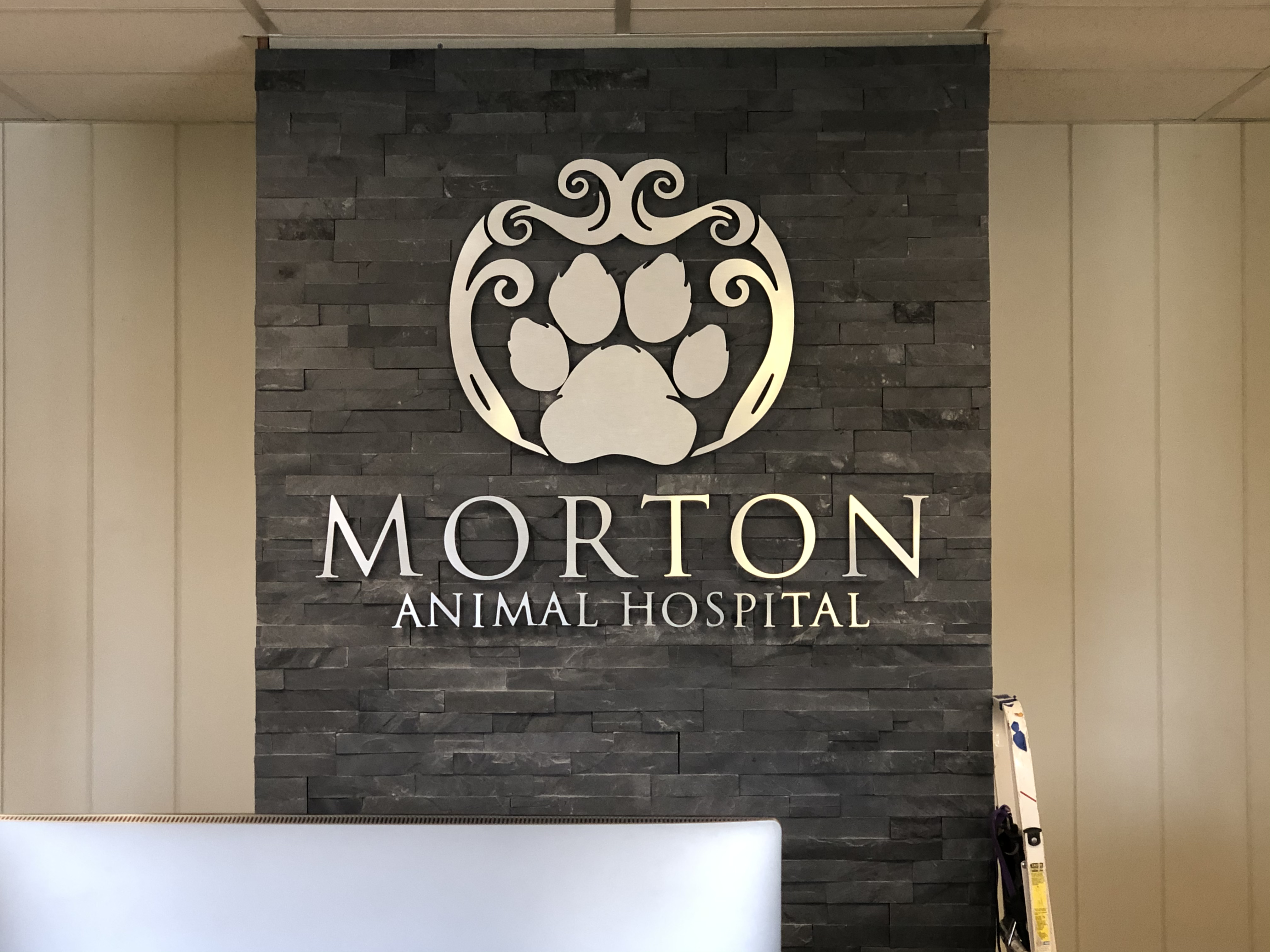 Interior business sign for Morton Animal Hospital