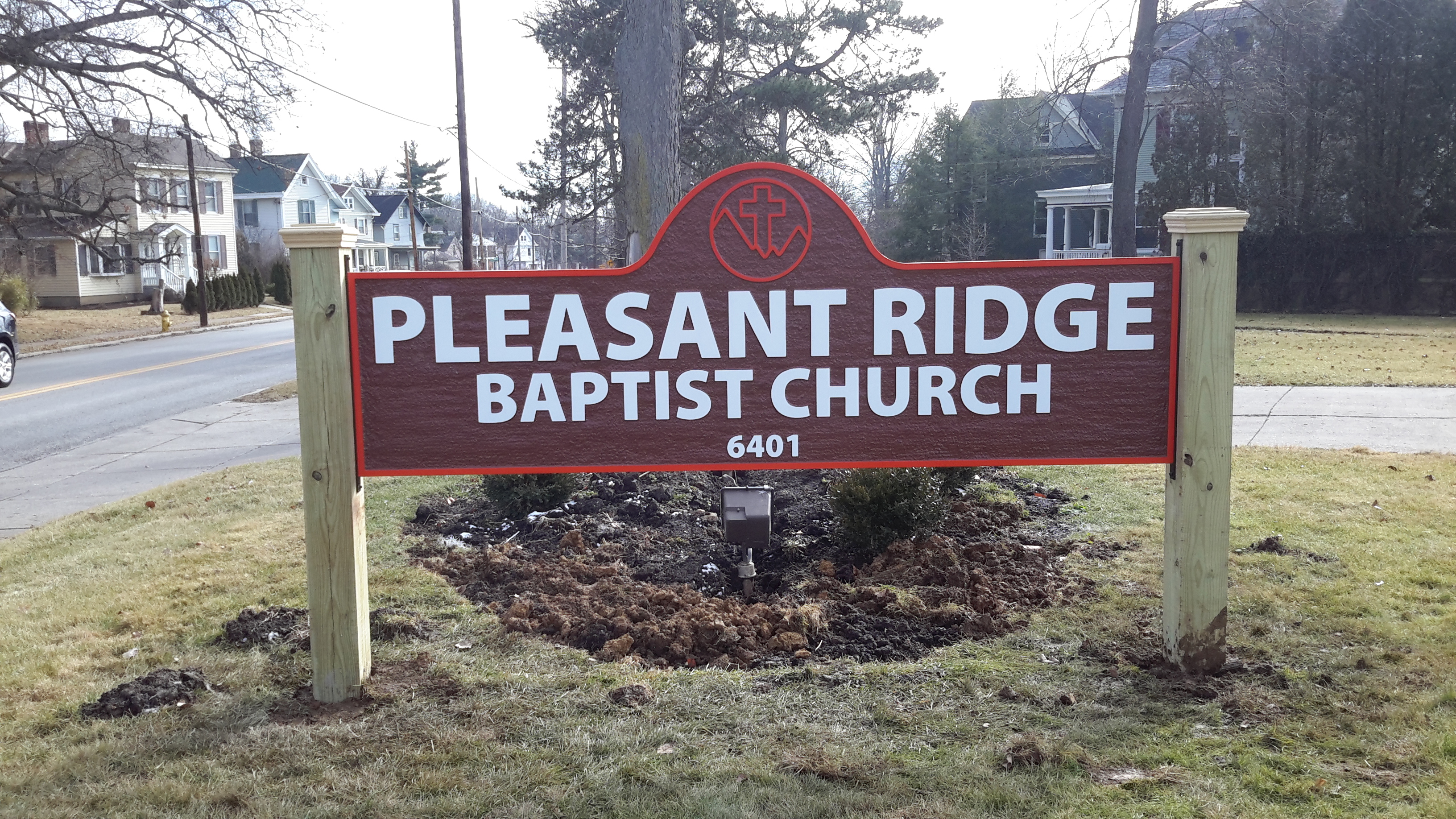 Sandblasted Pleasant Ridge Baptist Church Monument Sign