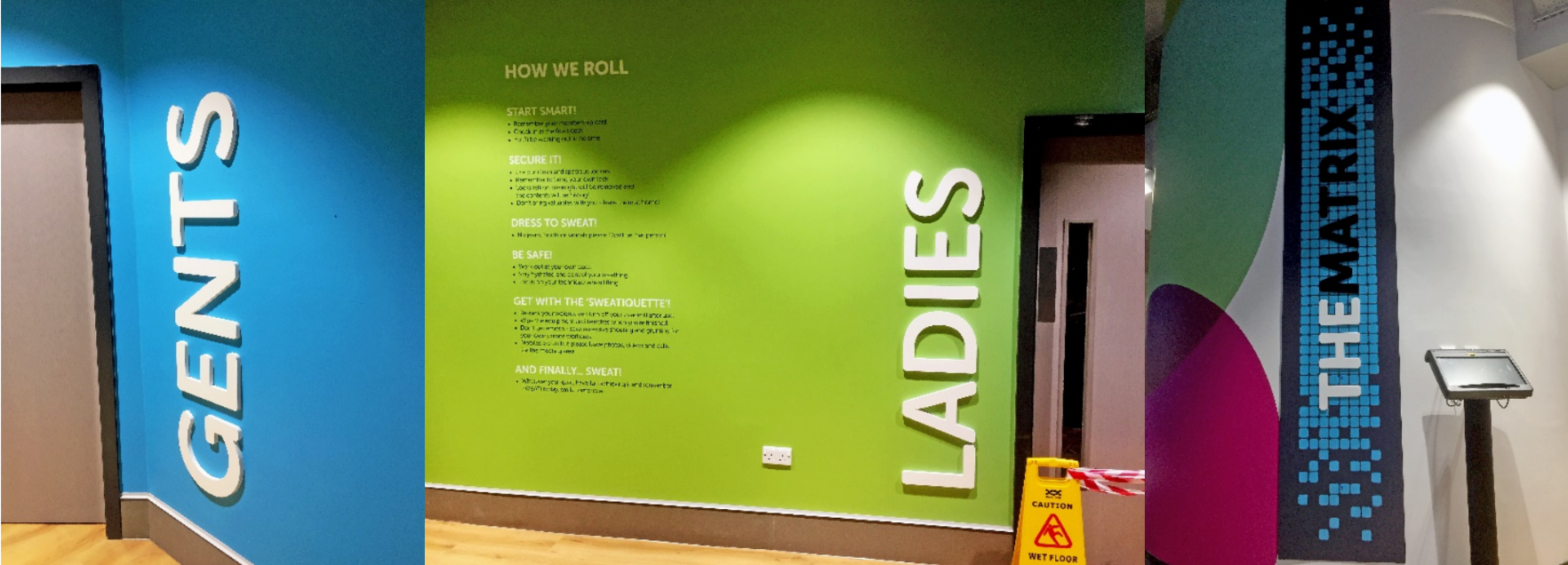 Sweat Gym indoor signs