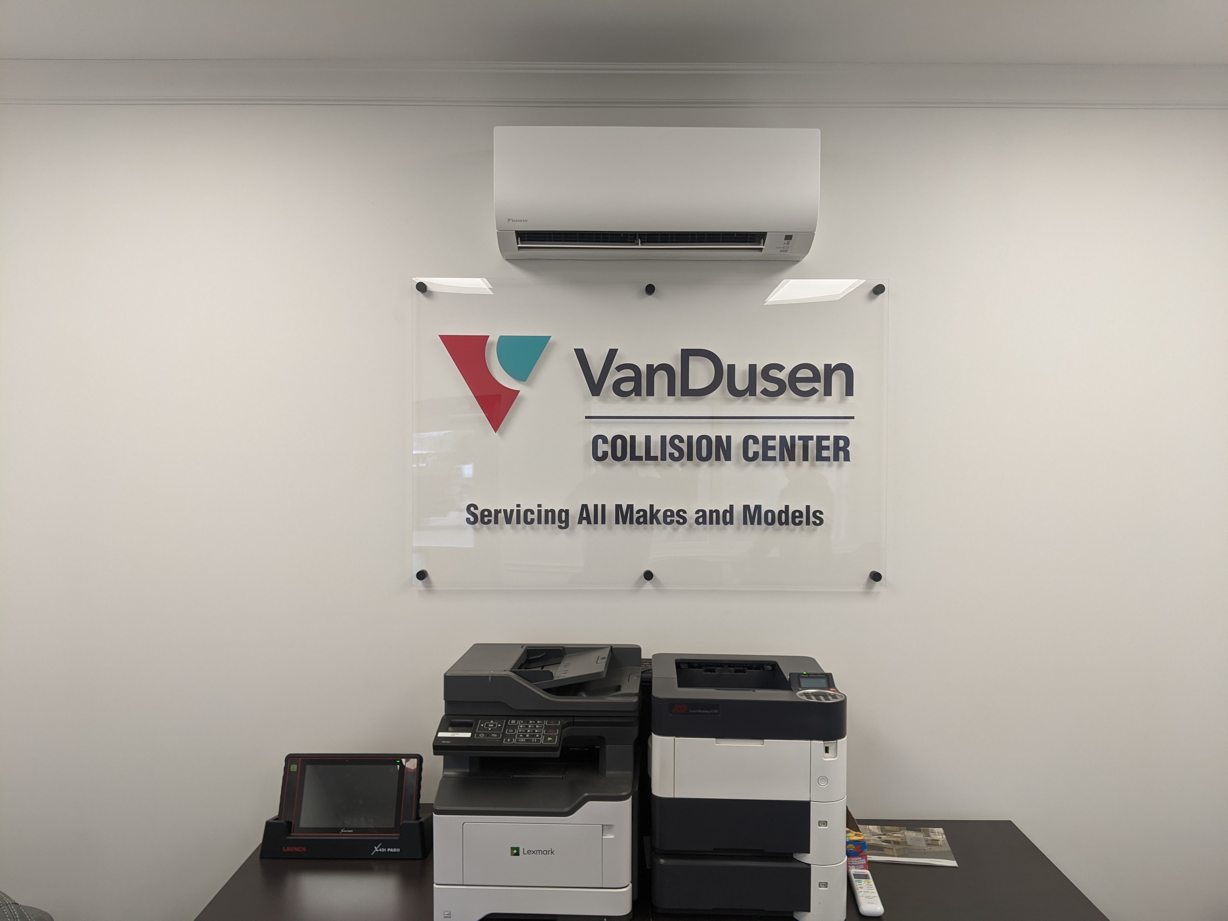 VanDusen Collision Center Acrylic Standoff Sign