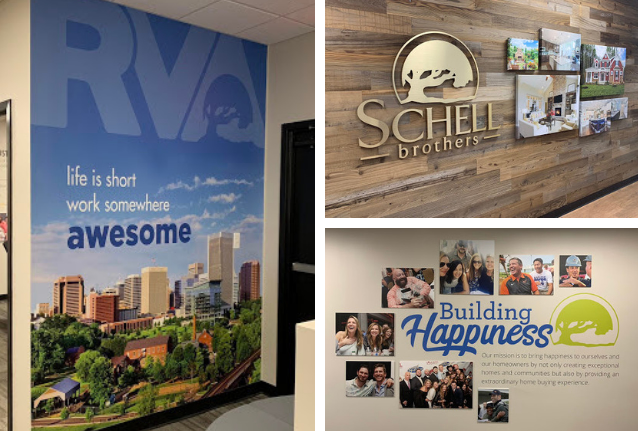 Schell Brothers use wall graphics and 3d letters to decorate their walls