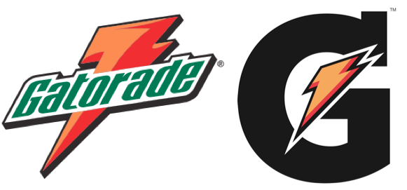 A side by side of Gatorade's old logo with their new