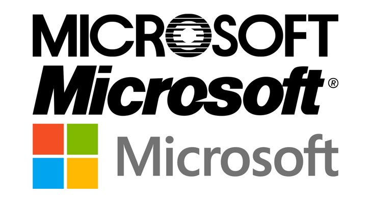 A comparison of Microsoft's logo through the years