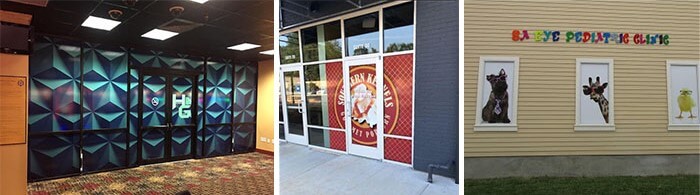 branded window graphics in an open office environment