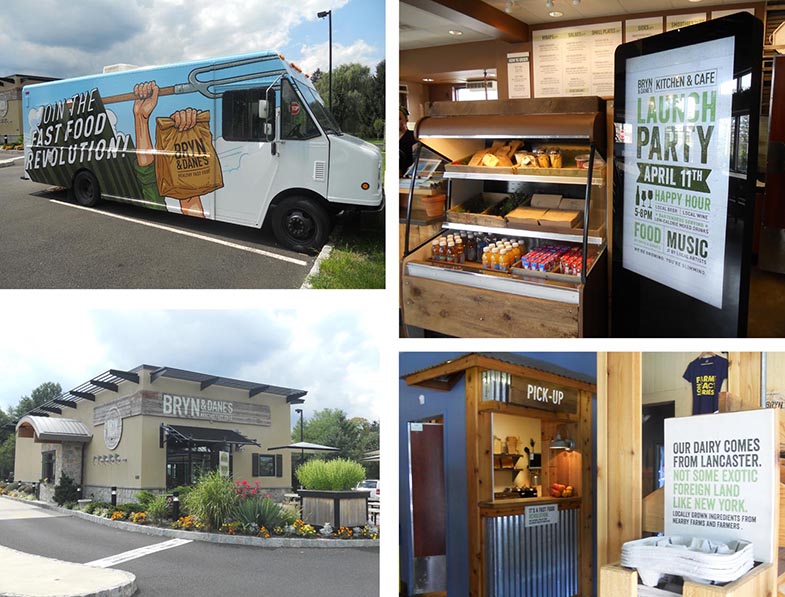 Bryn & Dane's use branded signage and vehicle wraps to promote sales at their restaurant