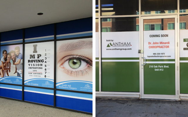 Companies use window graphics to advertise products and services and share information about the brand