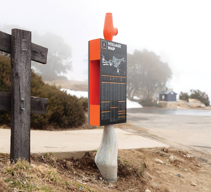 Falls Creek Resort directional sign of the village map