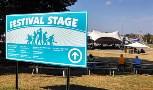Festival stage sign