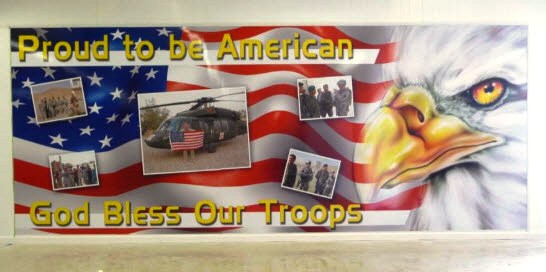 a patriotic mural honors our troops