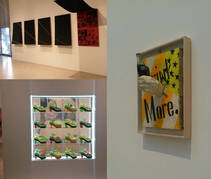A collage of images featuring examples of the art at the DMA
