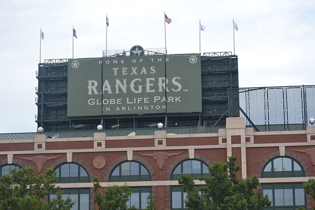 Texas Rangers Vintage Star Logo Sign Displayed in Tunnel Leading From Home  Clubhouse to Home Dugout at Globe Life Park