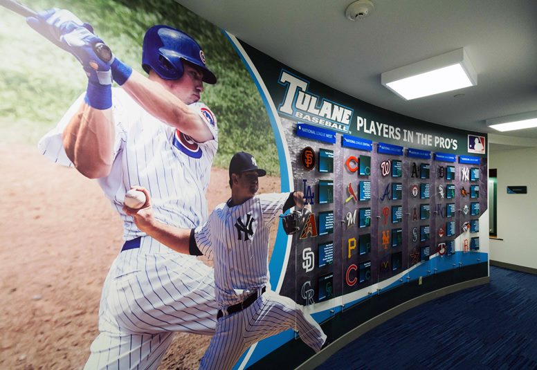 A mural for Tulane's baseball team in the baseball office