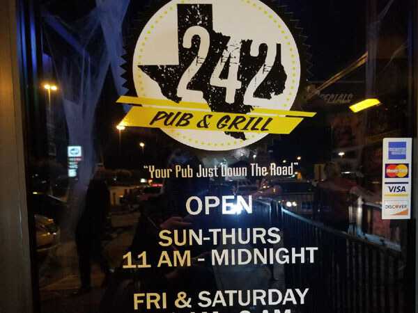 242 Pub and Grill window graphics