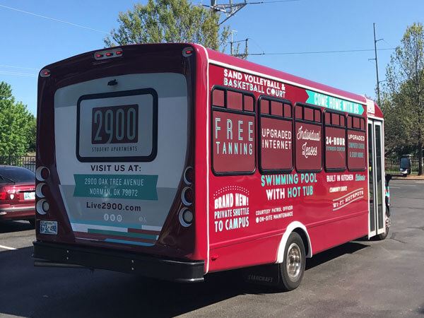 2900 Student Housing custom bus wrap