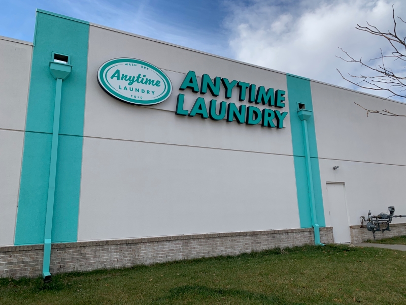 Anytime Laundry Side of Building Sign