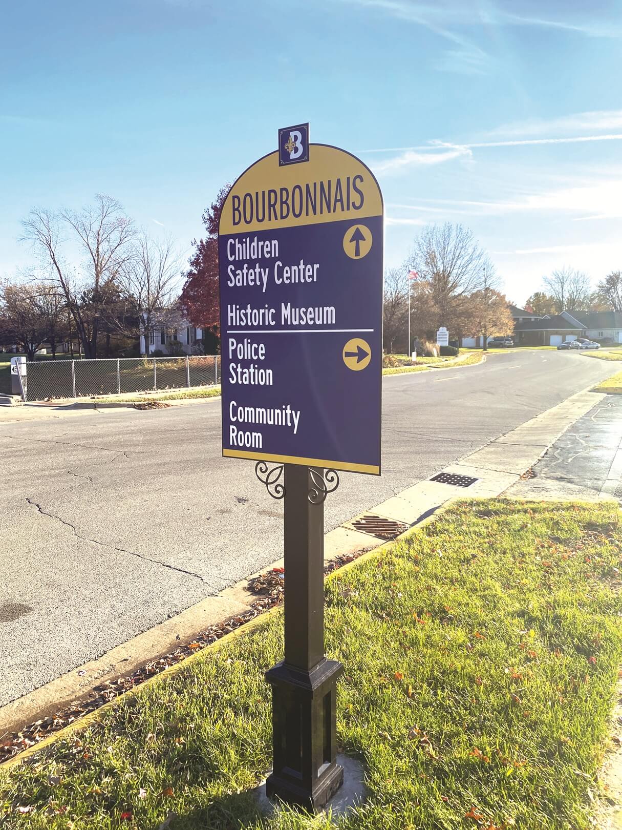 wayfinding sign at The Village of Bourbonnais
