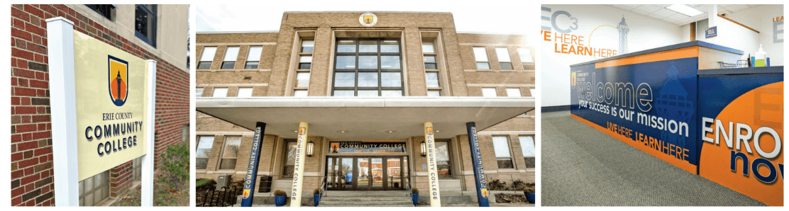 panel of photos of school