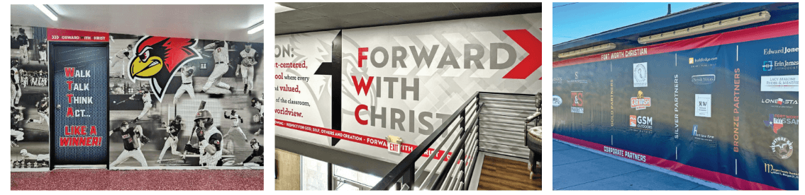 red and black signage on walls