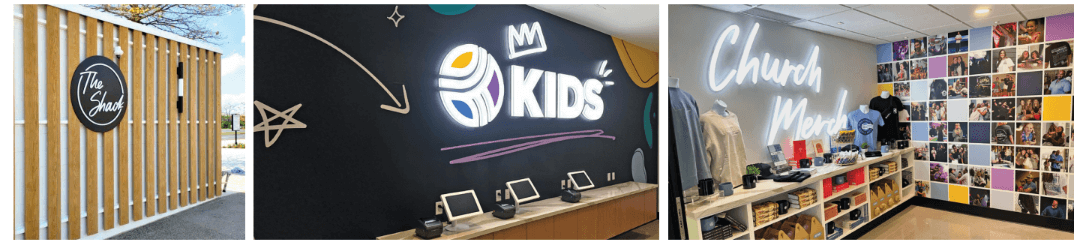 light up signage on walls
