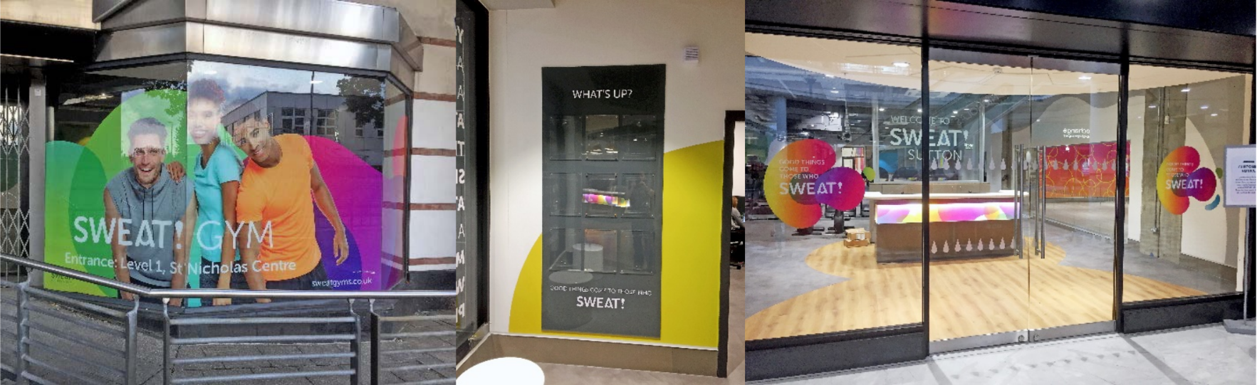 Sweat Gym signs