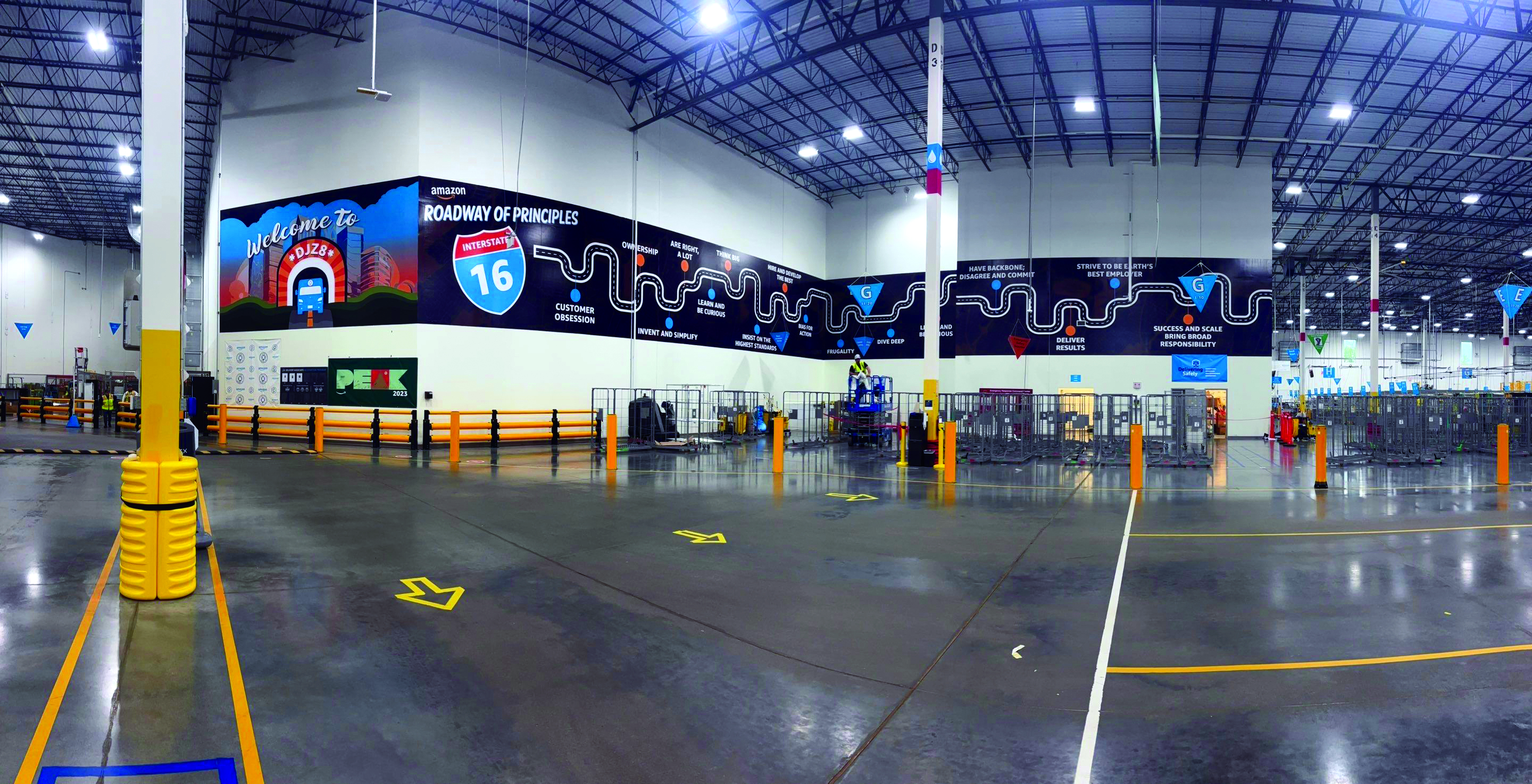 Amazon signage in the New Jersey facility