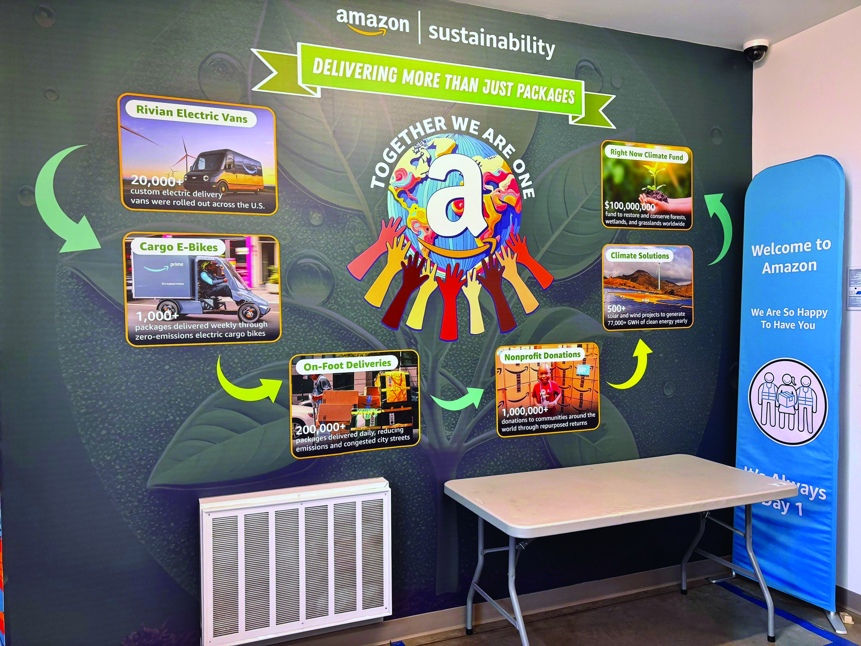 Amazon signage in the New Jersey facility