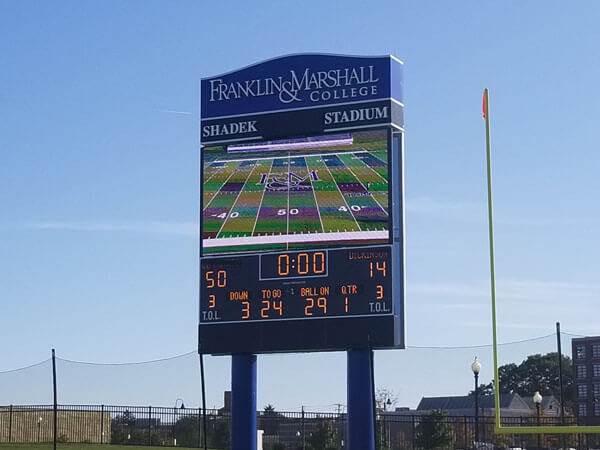 60-foot-tall digital scoreboard 