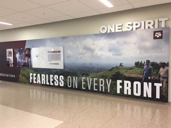 Texas A&M University wall wrap and dimensional lettering