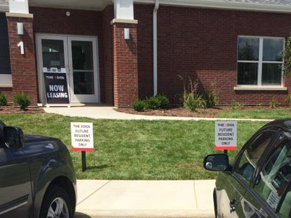 The edge student apartments parking signs