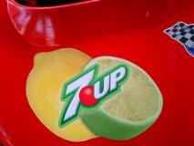 7UP car wrap with lemon image