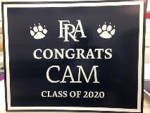 Custom graduation banner in black and white