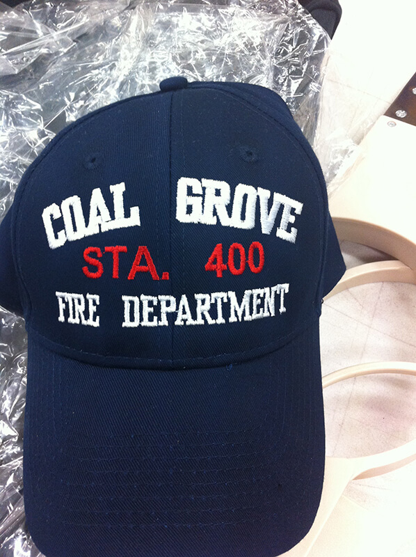 Coal Grove Fire department embroidery on cap