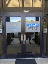 Custom signage on glass door