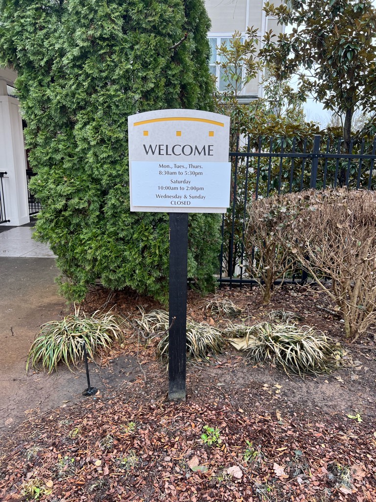 Welcome and Business Hours Signage