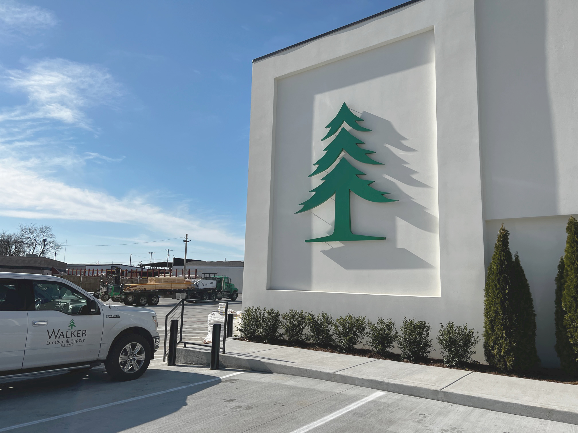 Tree logo on building