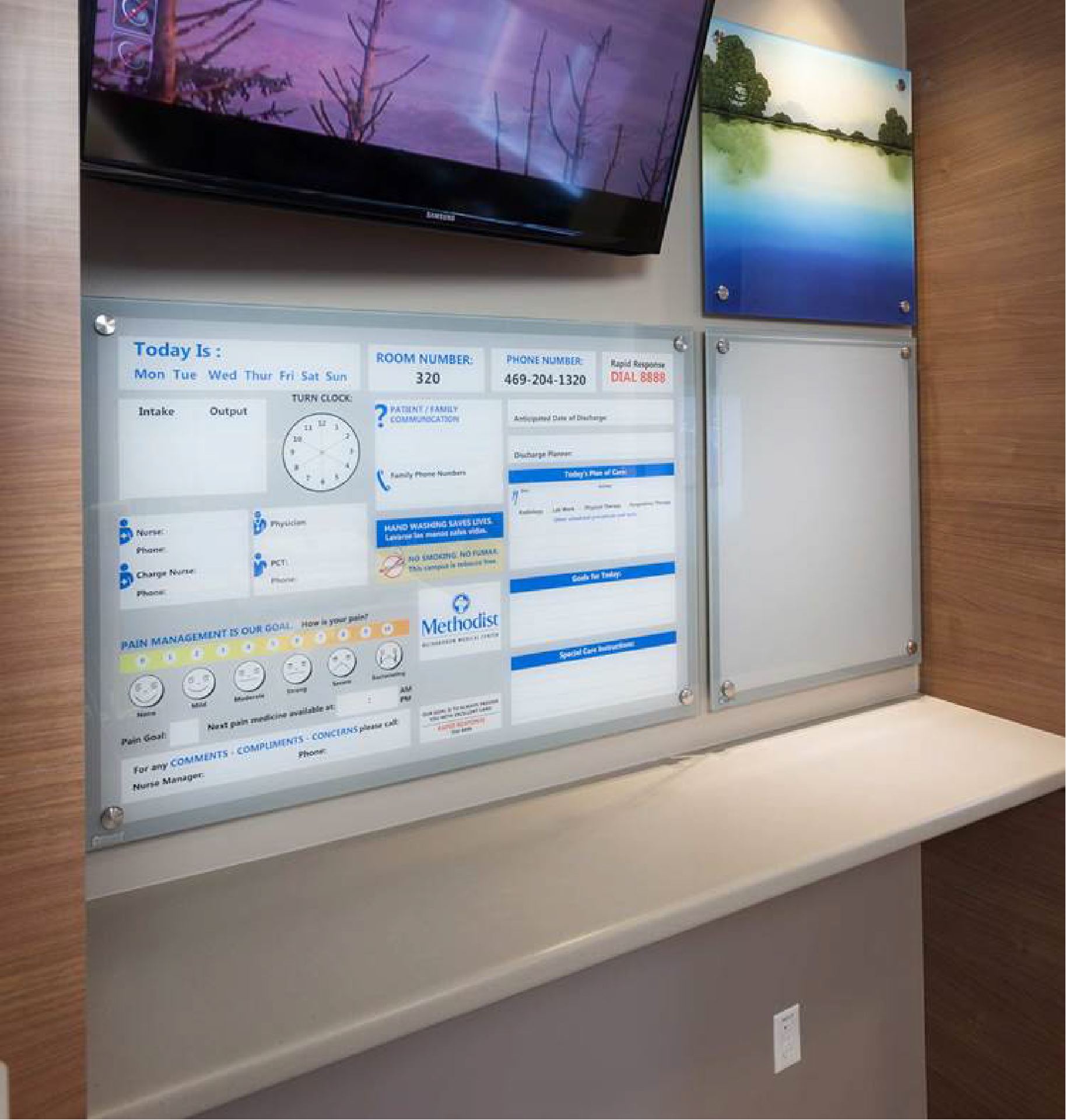 Custom Hospital Patient Room Glassboard